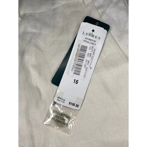 Lauren Ralph Lauren Cream Colored 100% Linen Pants 32.5" Inseam Size 16 - Picture 4 of 9